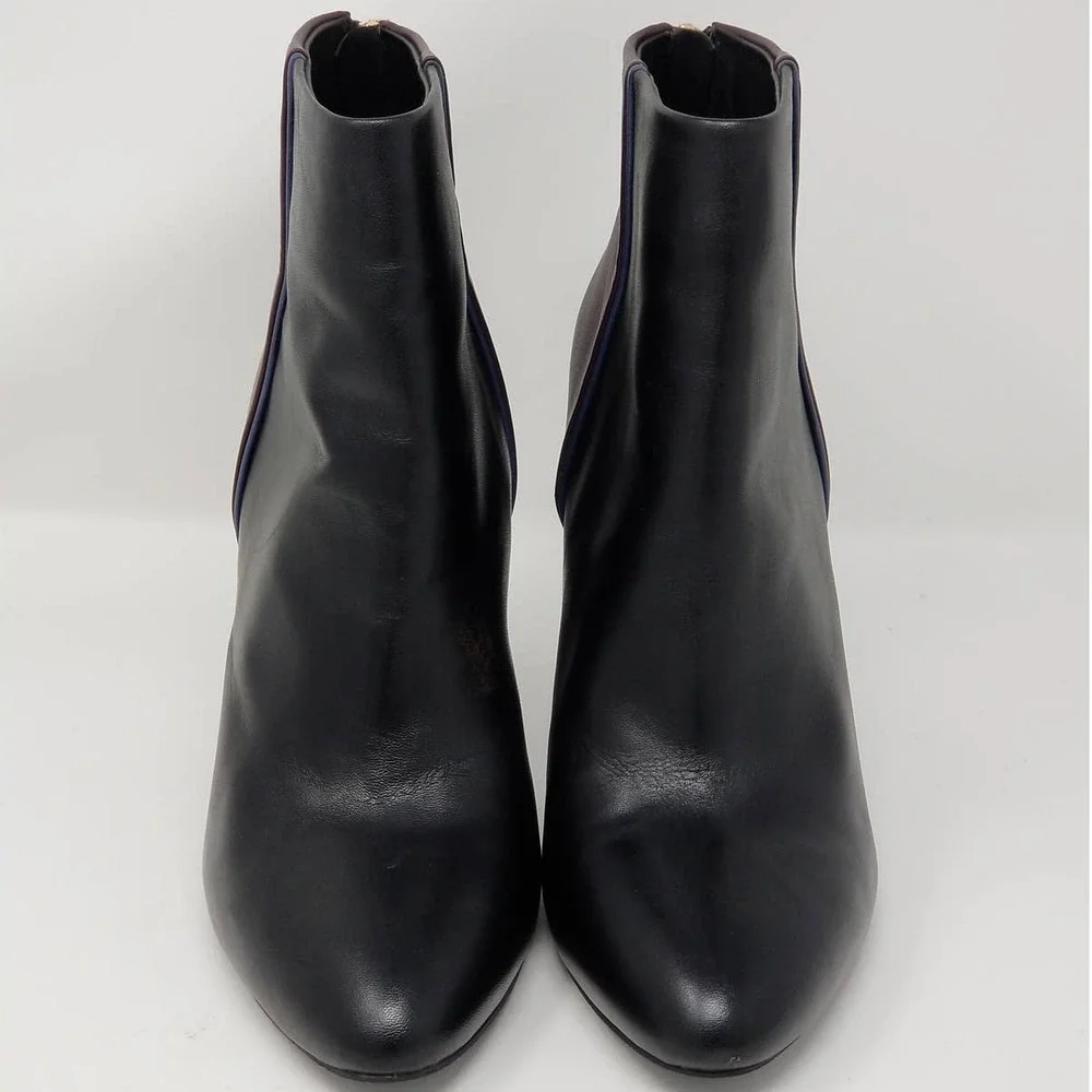 Cabi Bisset Bootie Size 8 Ankle Boots Block Heels Back Zip Two Tone Black Purple